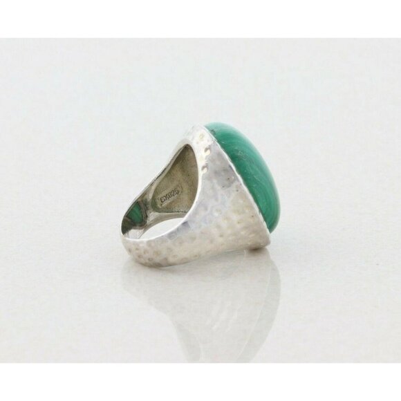 Sterling Silver Large Malachite Ring Size 6 1/4 - Picture 7 of 8